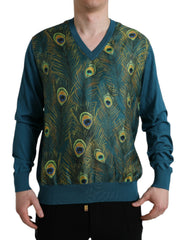 Dolce & Gabbana Green Peacock Feather Pullover Sweater -   -  Dolce & Gabbana.
