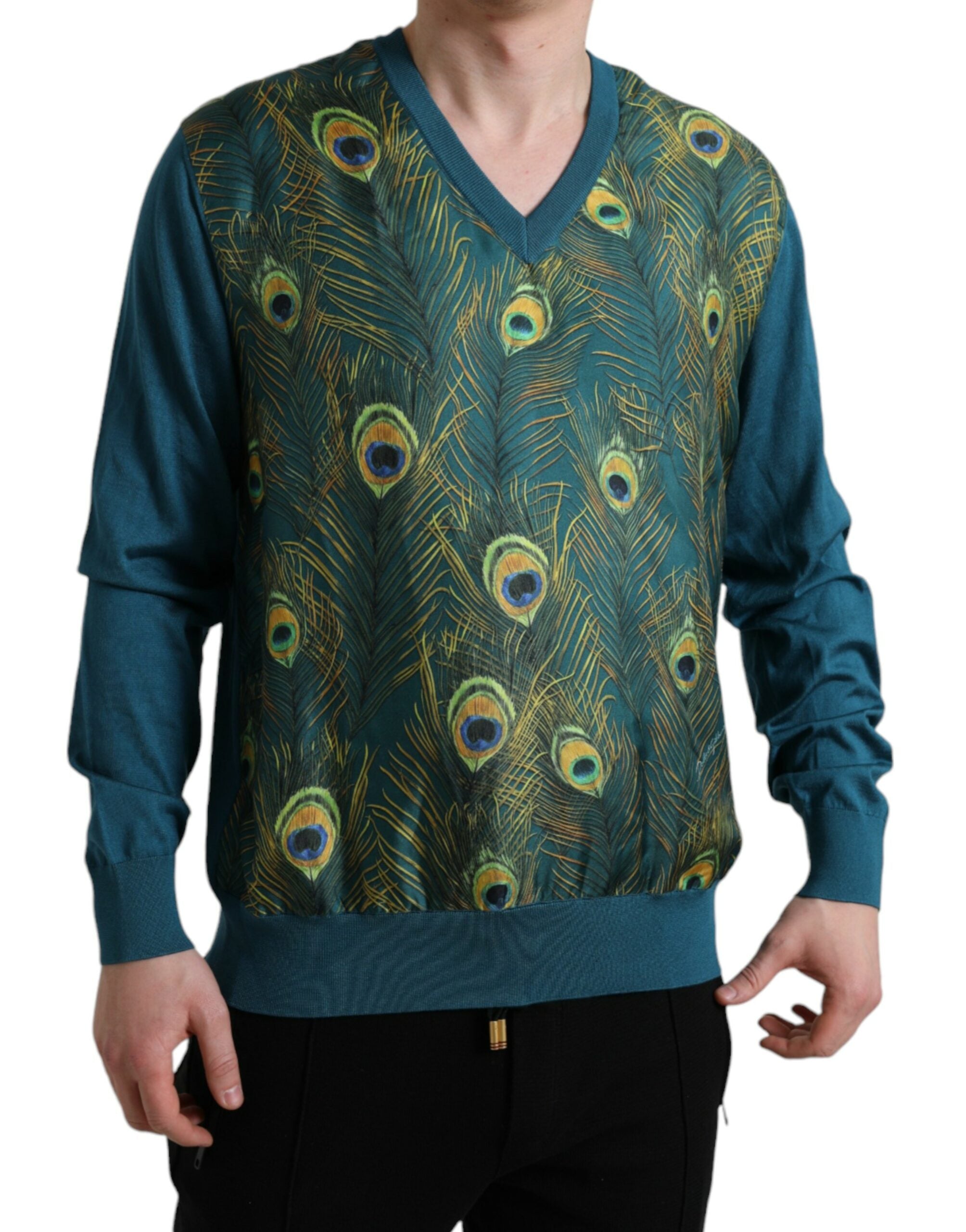 Dolce & Gabbana Green Peacock Feather Pullover Sweater -   -  Dolce & Gabbana. Dolce & Gabbana Green Peacock Feather Pullover Sweater -   -  Dolce & Gabbana.