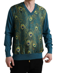 Dolce & Gabbana Green Peacock Feather Pullover Sweater -   -  Dolce & Gabbana.