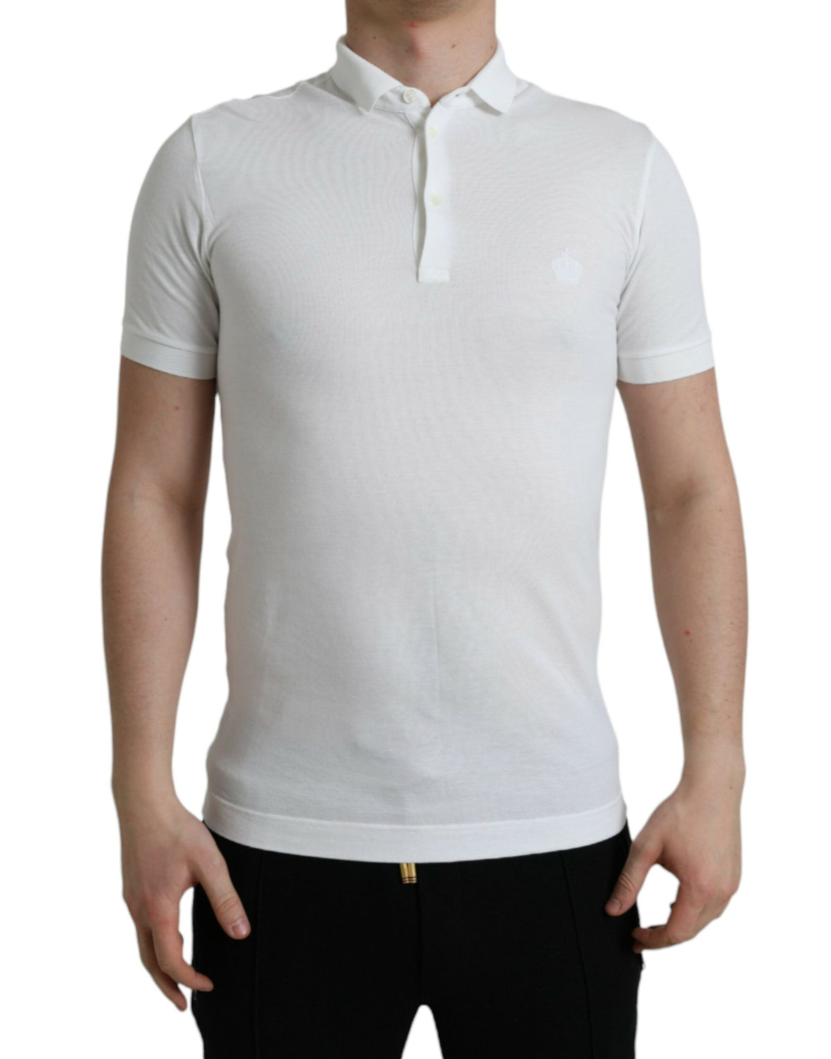 Dolce & Gabbana White Collared Short Sleeve Crown T-shirt -   -  Dolce & Gabbana.