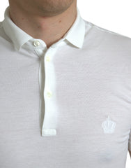 Dolce & Gabbana White Collared Short Sleeve Crown T-shirt -   -  Dolce & Gabbana.