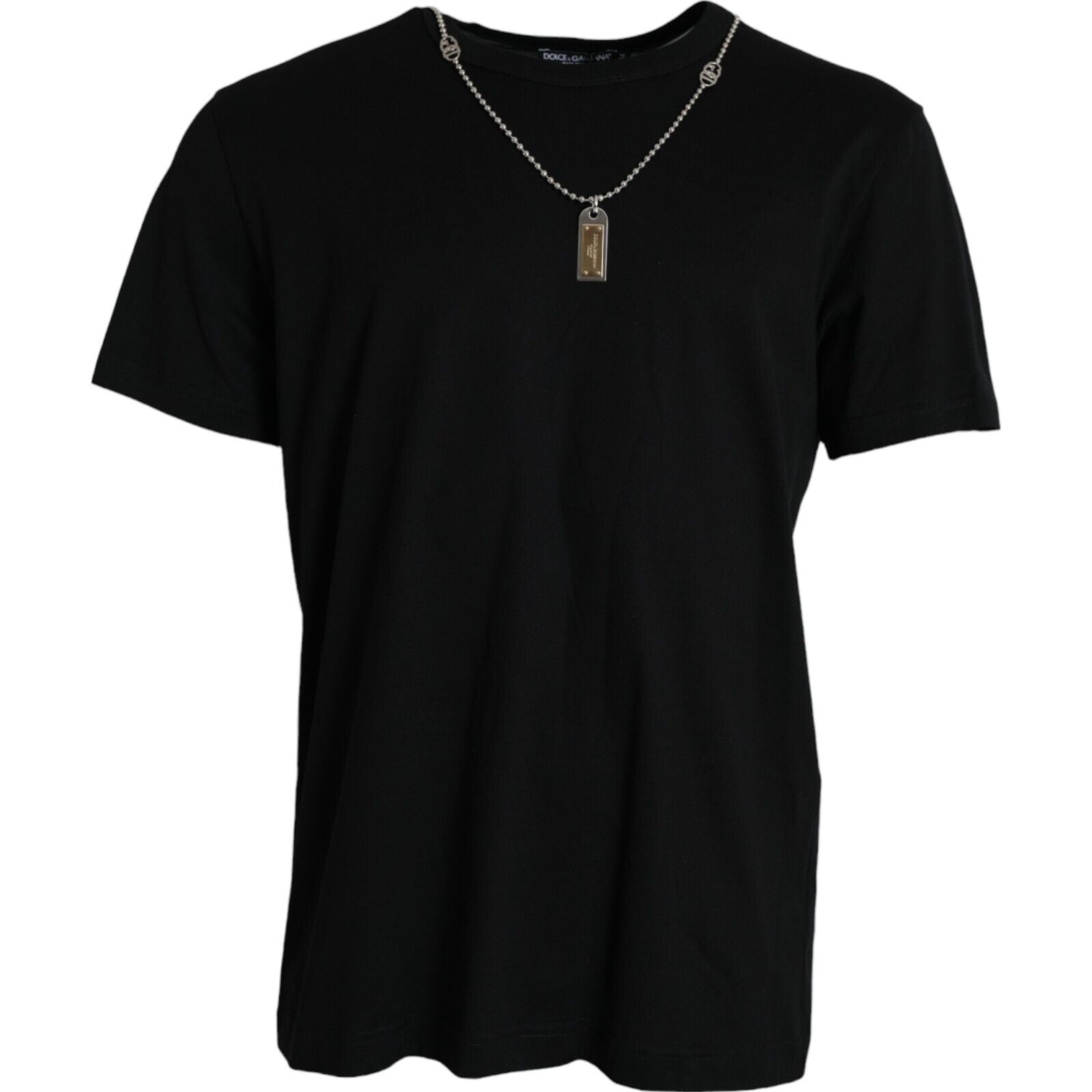 Dolce & Gabbana Black Silver Chain Short Sleeve T-shirt -   -  Dolce & Gabbana.