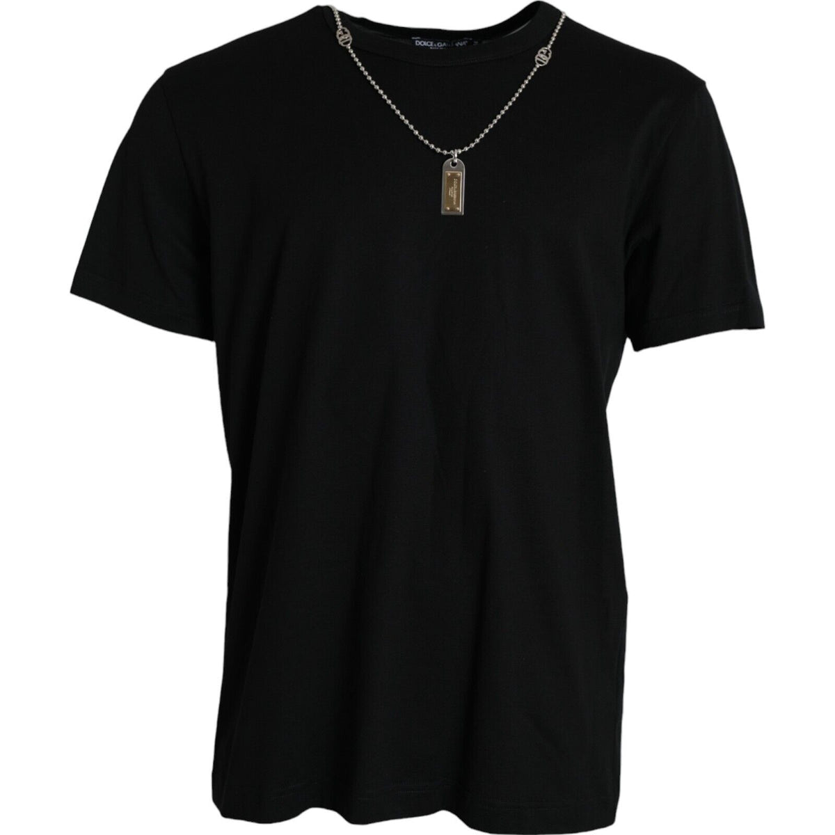 Dolce & Gabbana Black Silver Chain Short Sleeve T-shirt -   -  Dolce & Gabbana.