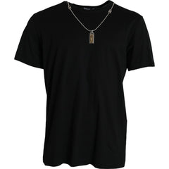 Dolce & Gabbana Black Silver Chain Short Sleeve T-shirt -   -  Dolce & Gabbana.