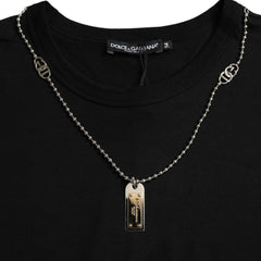 Dolce & Gabbana Black Silver Chain Short Sleeve T-shirt -   -  Dolce & Gabbana.
