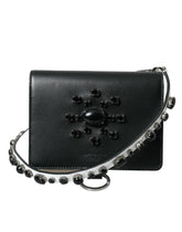 Dolce & Gabbana Black White Leather Crystal Embellished Cardholder Wallet -   -  Dolce & Gabbana.