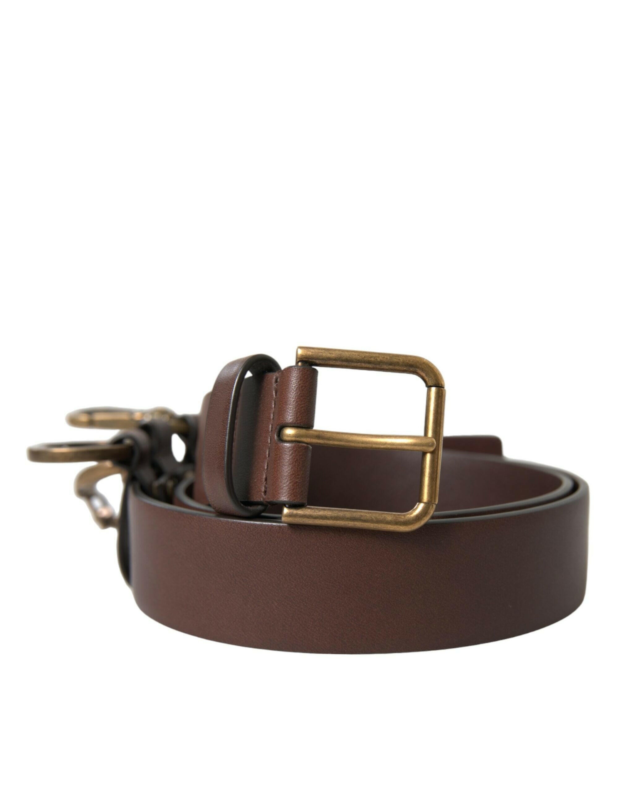 Dolce & Gabbana Brown Calf Leather Gold Metal Buckle Belt -   -  Dolce & Gabbana.