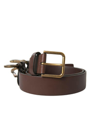 Dolce & Gabbana Brown Calf Leather Gold Metal Buckle Belt -   -  Dolce & Gabbana.