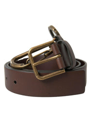 Dolce & Gabbana Brown Calf Leather Gold Metal Buckle Belt -   -  Dolce & Gabbana.