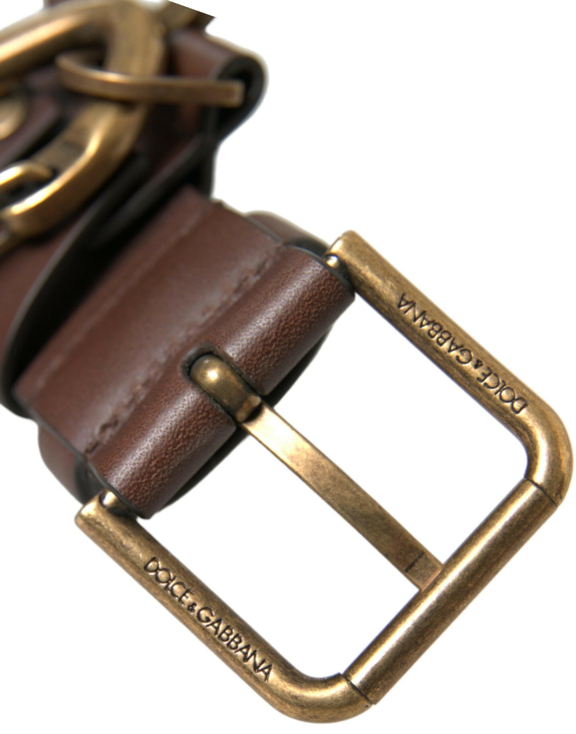 Dolce & Gabbana Brown Calf Leather Gold Metal Buckle Belt -   -  Dolce & Gabbana. Dolce & Gabbana Brown Calf Leather Gold Metal Buckle Belt -   -  Dolce & Gabbana.