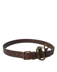 Dolce & Gabbana Brown Calf Leather Gold Metal Buckle Belt -   -  Dolce & Gabbana.