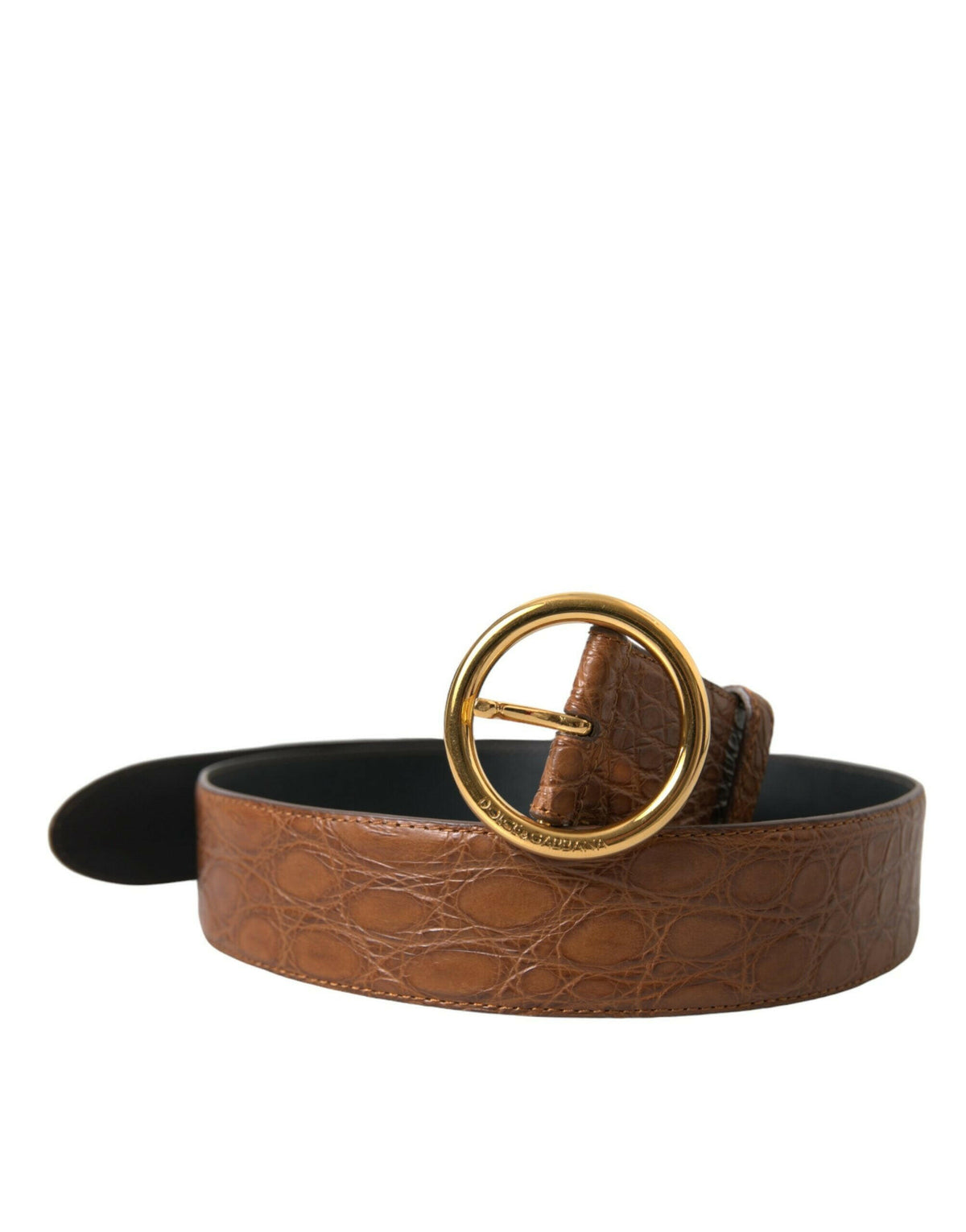 Dolce & Gabbana Brown Exotic Leather Round Buckle Belt -   -  Dolce & Gabbana.