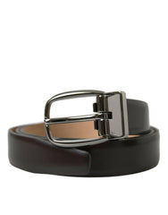 Dolce & Gabbana Dark Brown Leather Silver Metal Buckle Belt -   -  Dolce & Gabbana.