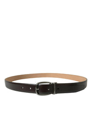 Dolce & Gabbana Dark Brown Leather Silver Metal Buckle Belt -   -  Dolce & Gabbana.
