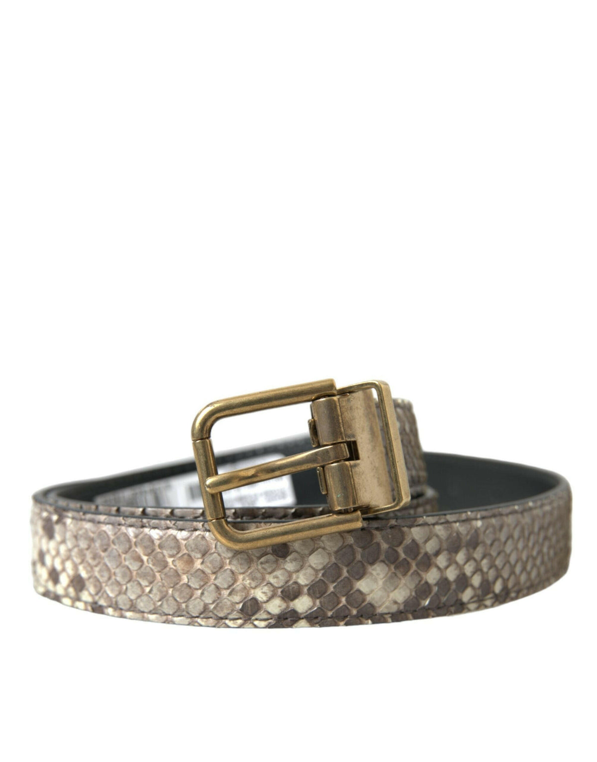 Dolce & Gabbana Brown Python Leather Gold Metal Buckle Belt -   -  Dolce & Gabbana.