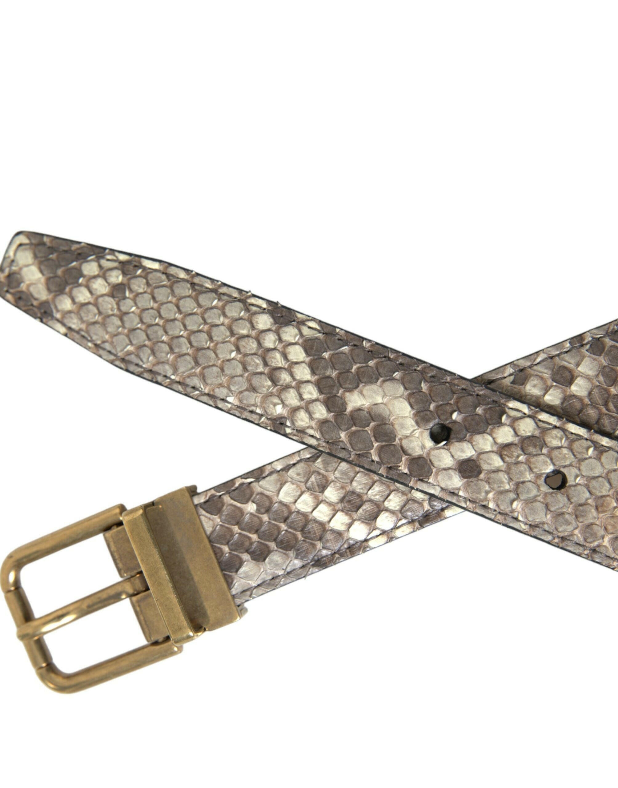 Dolce & Gabbana Brown Python Leather Gold Metal Buckle Belt -   -  Dolce & Gabbana. Dolce & Gabbana Brown Python Leather Gold Metal Buckle Belt -   -  Dolce & Gabbana.