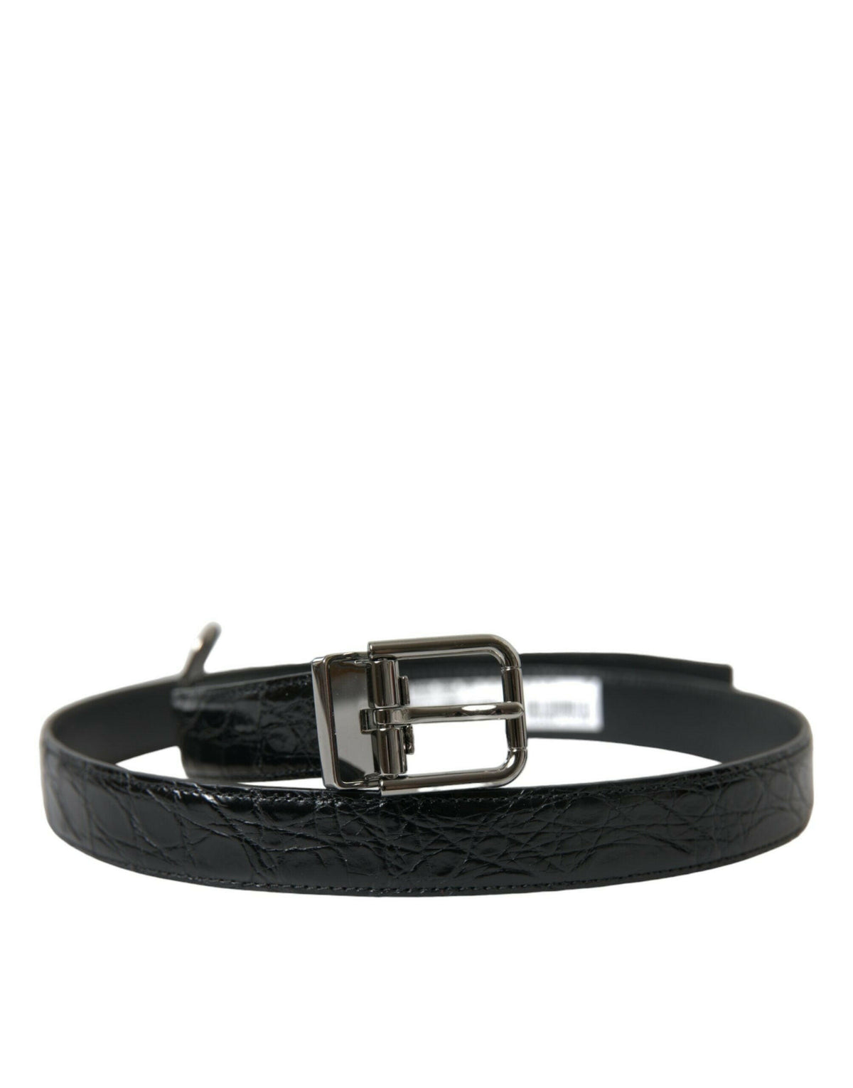 Dolce & Gabbana Black Leather Silver Metal Buckle Belt -   -  Dolce & Gabbana.