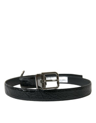 Dolce & Gabbana Black Leather Silver Metal Buckle Belt -   -  Dolce & Gabbana.