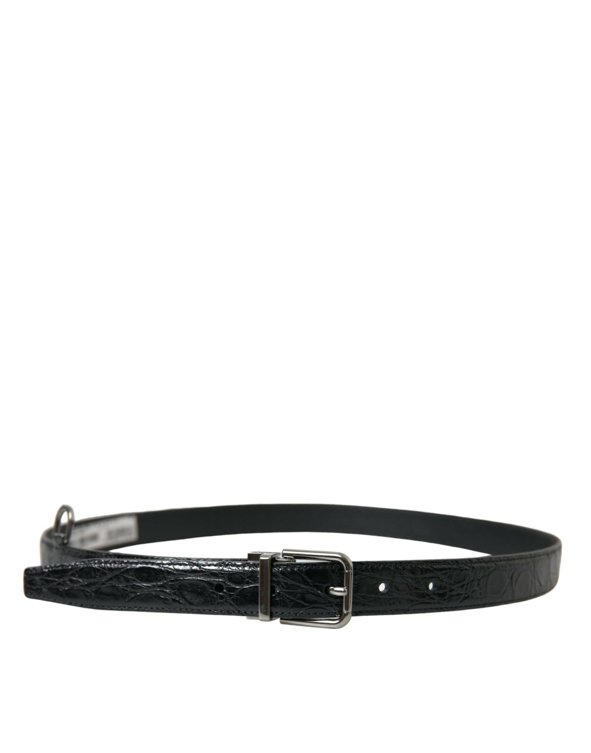 Dolce & Gabbana Black Leather Silver Metal Buckle Belt -   -  Dolce & Gabbana. Dolce & Gabbana Black Leather Silver Metal Buckle Belt -   -  Dolce & Gabbana.
