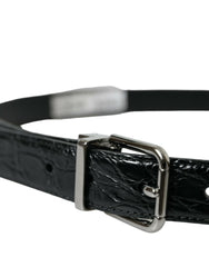 Dolce & Gabbana Black Leather Silver Metal Buckle Belt -   -  Dolce & Gabbana.
