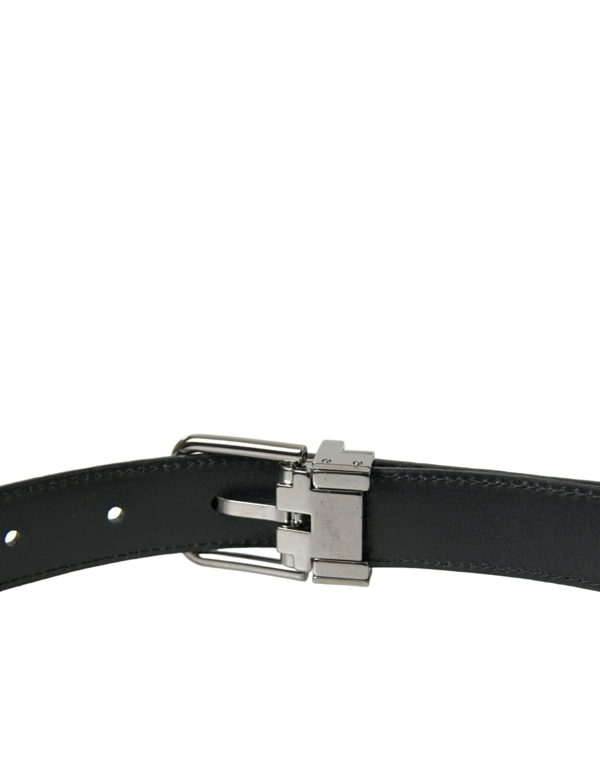 Dolce & Gabbana Black Leather Silver Metal Buckle Belt -   -  Dolce & Gabbana. Dolce & Gabbana Black Leather Silver Metal Buckle Belt -   -  Dolce & Gabbana.
