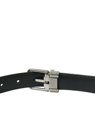 Dolce & Gabbana Black Leather Silver Metal Buckle Belt -   -  Dolce & Gabbana.