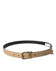 Dolce & Gabbana Beige Exotic Leather Gold Metal Buckle Belt -   -  Dolce & Gabbana.