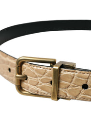 Dolce & Gabbana Beige Exotic Leather Gold Metal Buckle Belt -   -  Dolce & Gabbana.