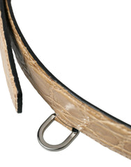 Dolce & Gabbana Beige Exotic Leather Gold Metal Buckle Belt -   -  Dolce & Gabbana.