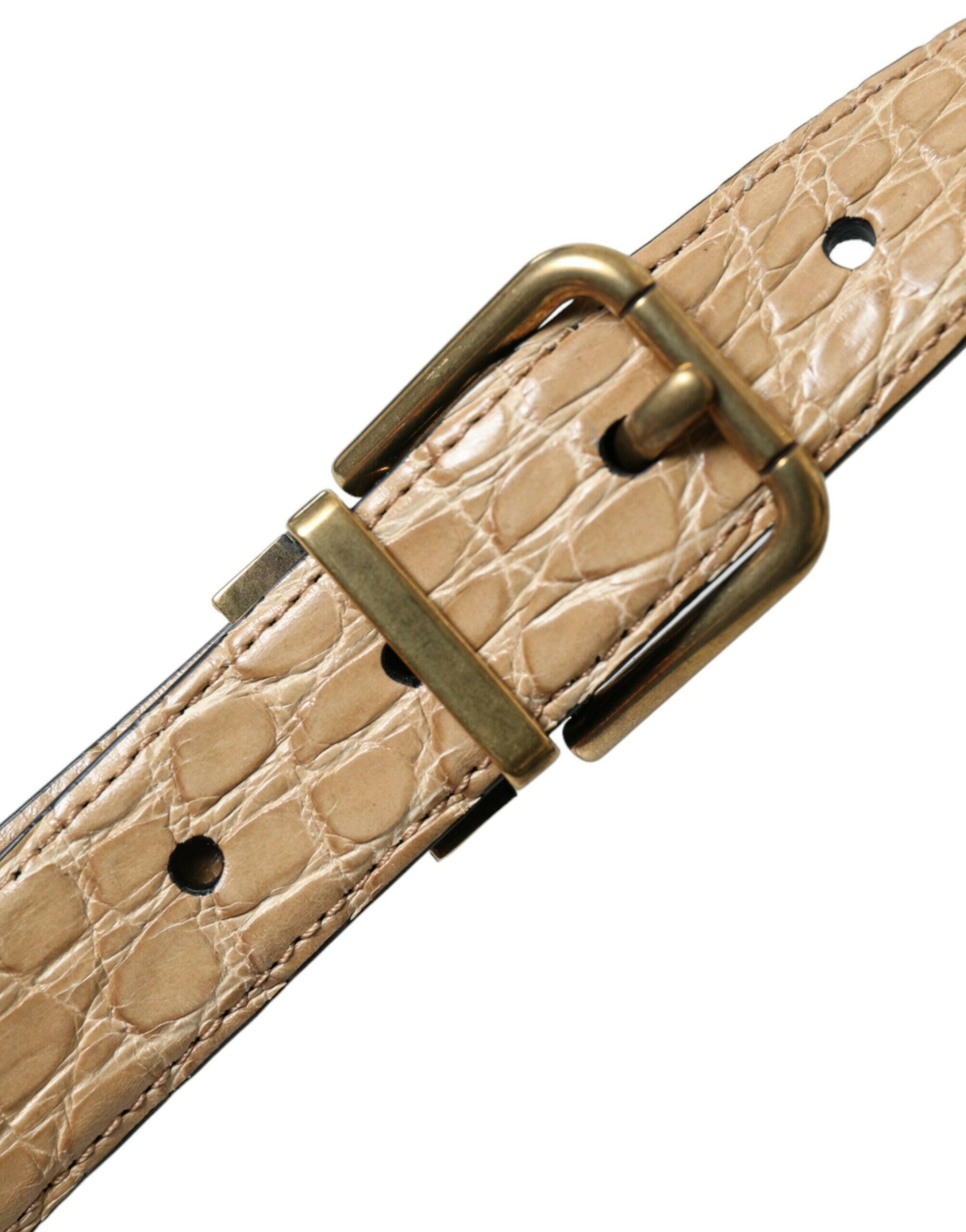 Dolce & Gabbana Beige Exotic Leather Gold Metal Buckle Belt -   -  Dolce & Gabbana. Dolce & Gabbana Beige Exotic Leather Gold Metal Buckle Belt -   -  Dolce & Gabbana.