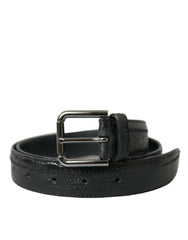 Dolce & Gabbana Black Exotic Leather Silver Metal Buckle Belt -   -  Dolce & Gabbana.
