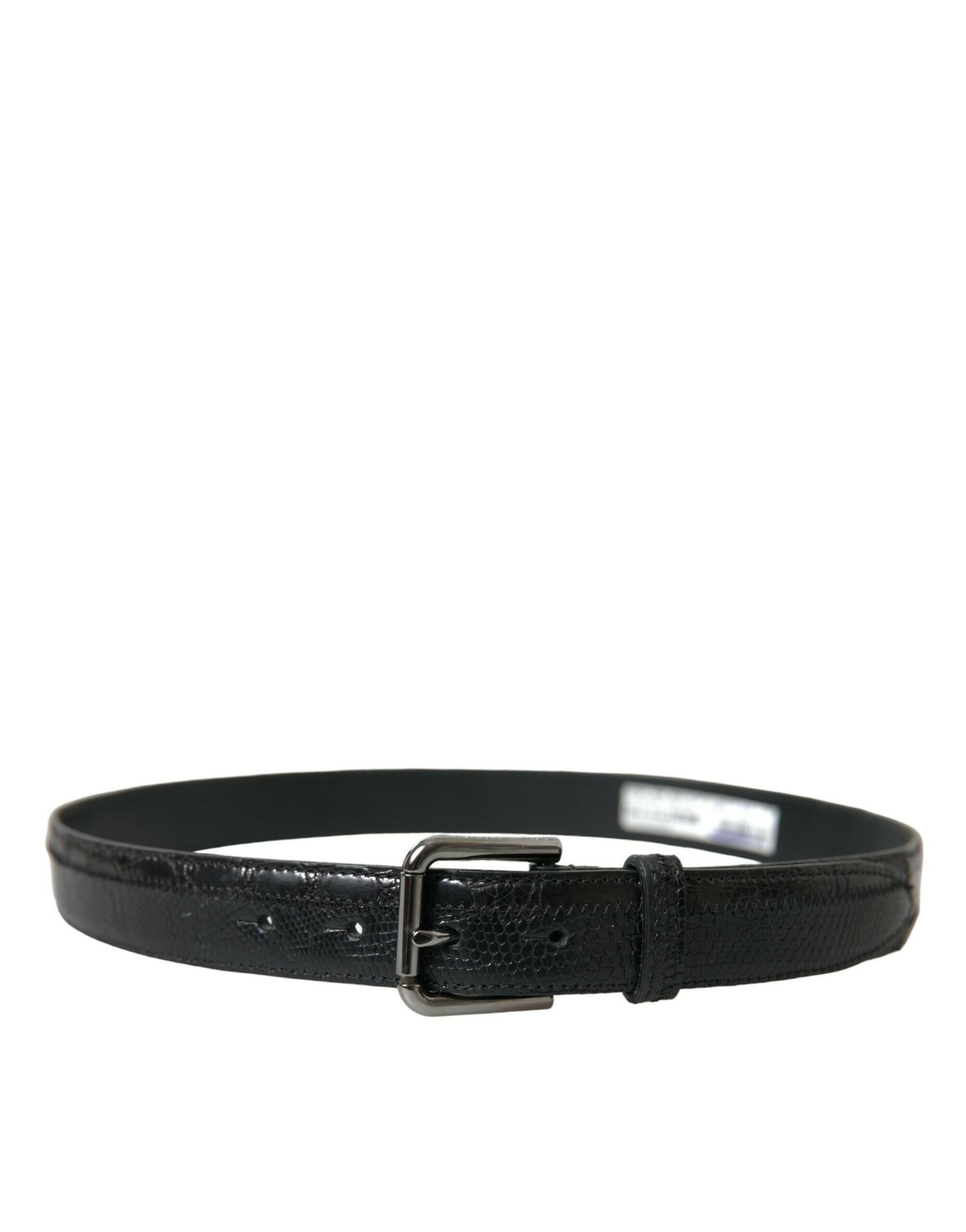 Dolce & Gabbana Black Exotic Leather Silver Metal Buckle Belt -   -  Dolce & Gabbana. Dolce & Gabbana Black Exotic Leather Silver Metal Buckle Belt -   -  Dolce & Gabbana.