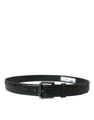 Dolce & Gabbana Black Exotic Leather Silver Metal Buckle Belt -   -  Dolce & Gabbana.