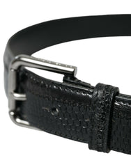 Dolce & Gabbana Black Exotic Leather Silver Metal Buckle Belt -   -  Dolce & Gabbana.