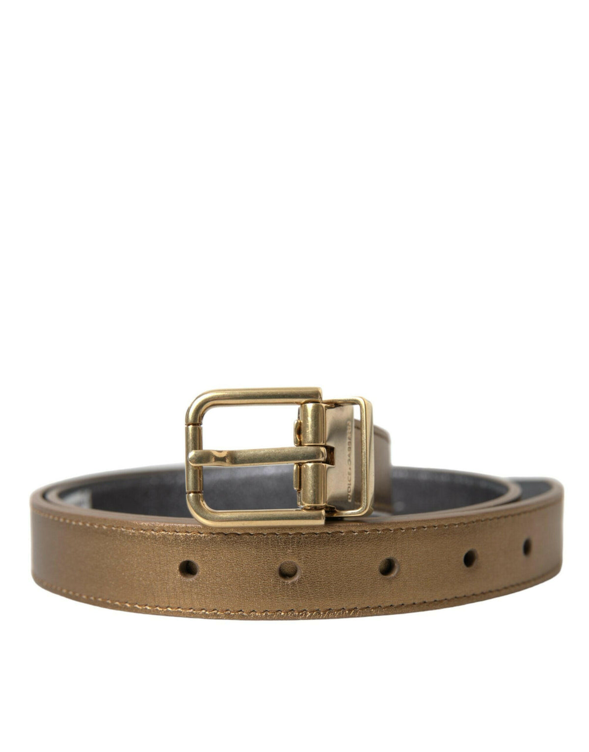 Dolce & Gabbana Metallic Gold Calf Leather Metal Buckle Belt -   -  Dolce & Gabbana.