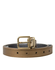 Dolce & Gabbana Metallic Gold Calf Leather Metal Buckle Belt -   -  Dolce & Gabbana.