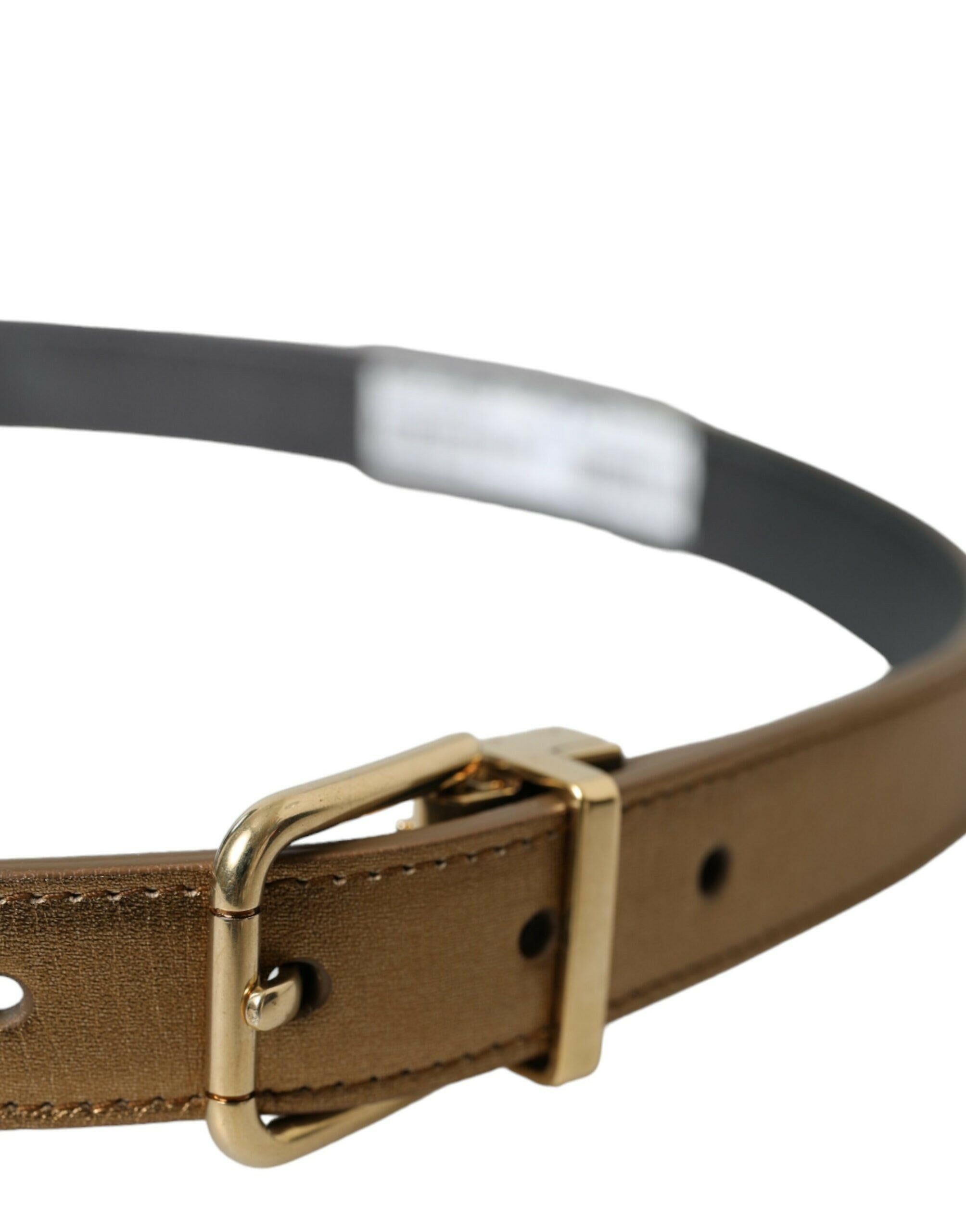 Dolce & Gabbana Metallic Gold Calf Leather Metal Buckle Belt -   -  Dolce & Gabbana. Dolce & Gabbana Metallic Gold Calf Leather Metal Buckle Belt -   -  Dolce & Gabbana.