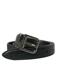 Dolce & Gabbana Black Leather Silver Metal Buckle Belt -   -  Dolce & Gabbana.