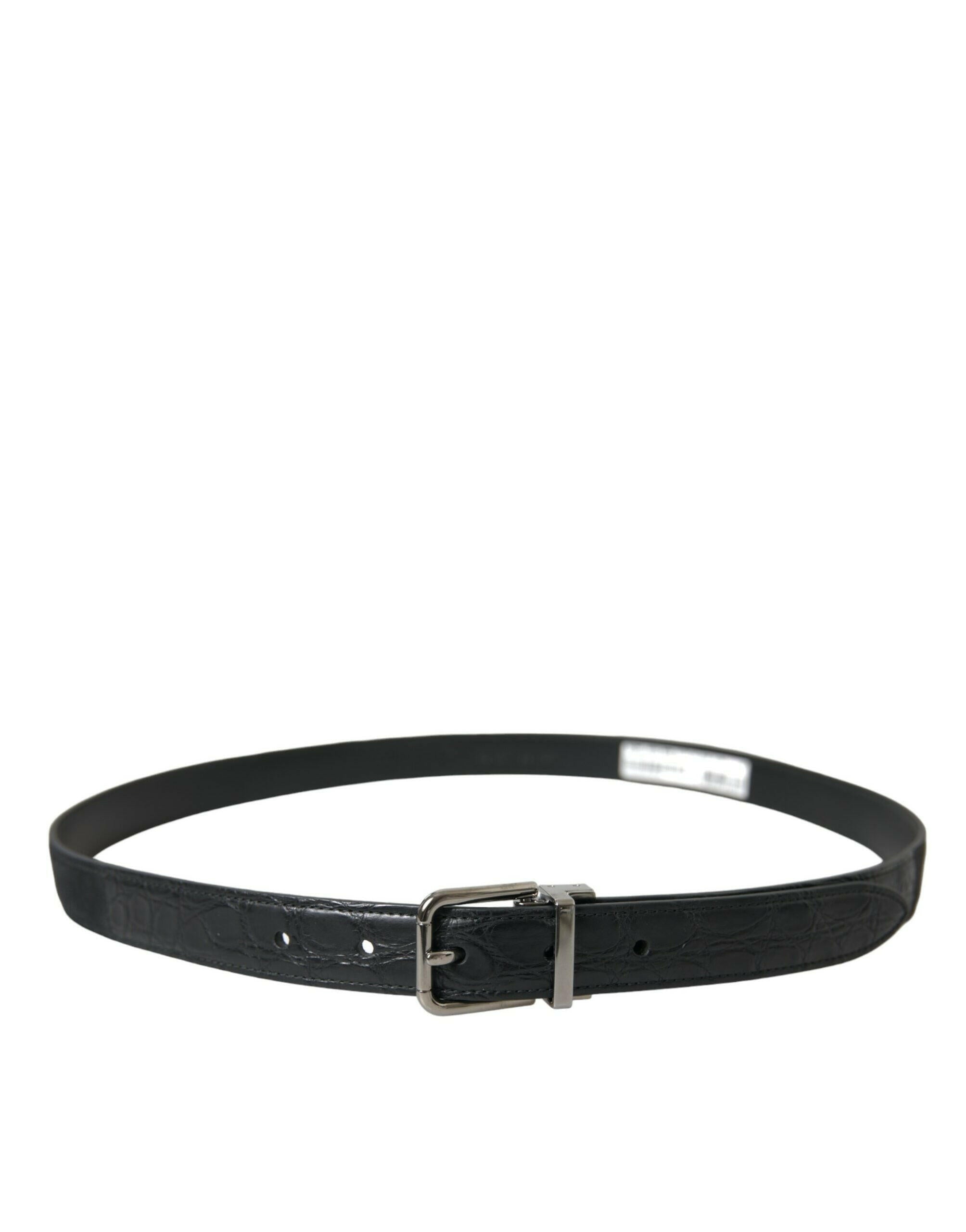 Dolce & Gabbana Black Leather Silver Metal Buckle Belt -   -  Dolce & Gabbana. Dolce & Gabbana Black Leather Silver Metal Buckle Belt -   -  Dolce & Gabbana.