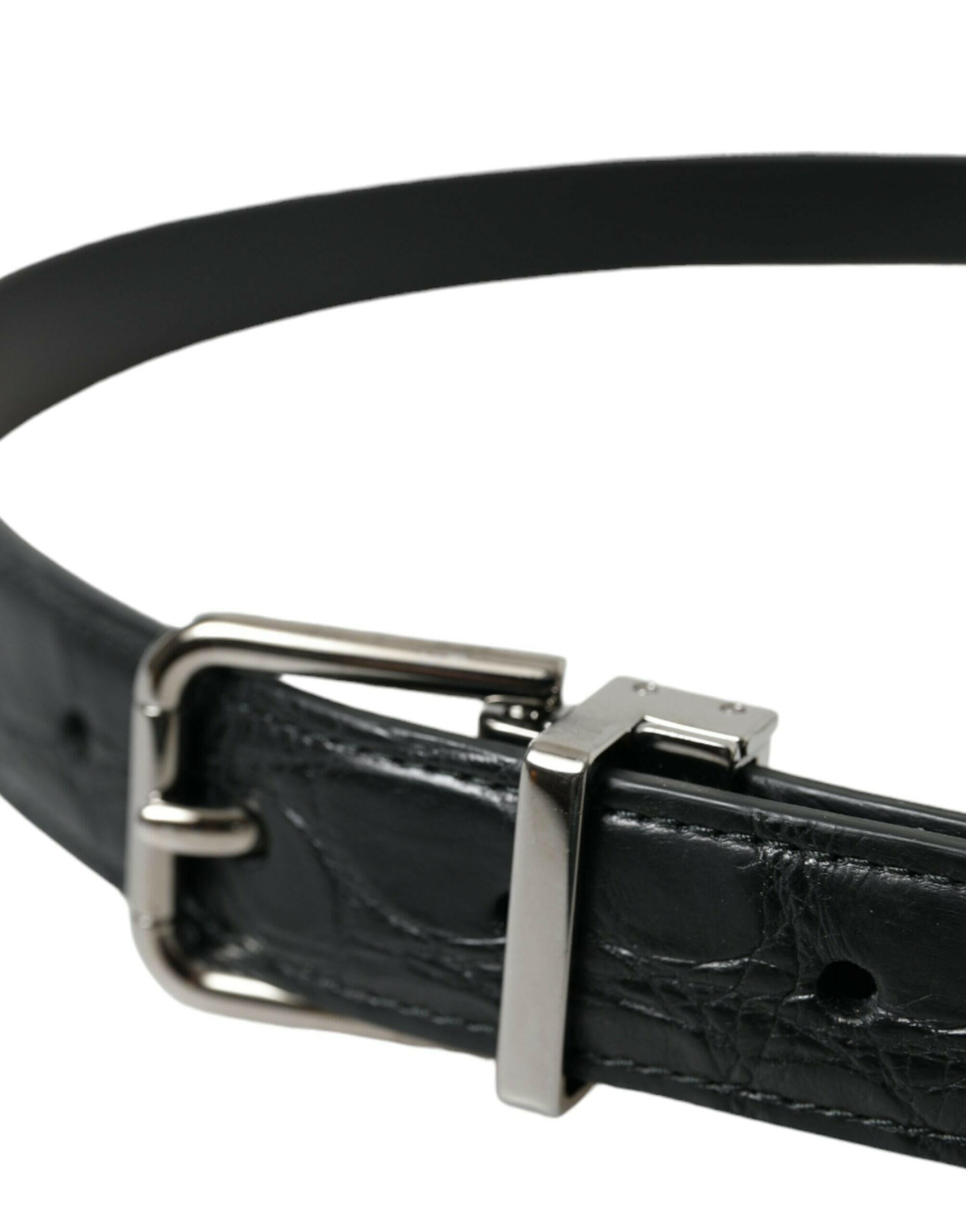 Dolce & Gabbana Black Leather Silver Metal Buckle Belt -   -  Dolce & Gabbana. Dolce & Gabbana Black Leather Silver Metal Buckle Belt -   -  Dolce & Gabbana.