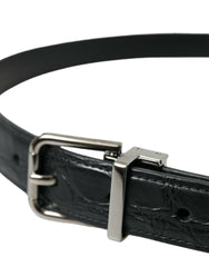 Dolce & Gabbana Black Leather Silver Metal Buckle Belt -   -  Dolce & Gabbana.