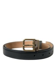 Dolce & Gabbana Black Calf Leather Gold Metal Buckle Belt -   -  Dolce & Gabbana.