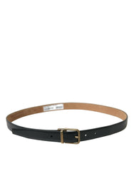 Dolce & Gabbana Black Calf Leather Gold Metal Buckle Belt -   -  Dolce & Gabbana.