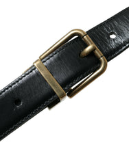 Dolce & Gabbana Black Calf Leather Gold Metal Buckle Belt -   -  Dolce & Gabbana.
