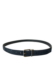 Dolce & Gabbana Blue Suede Leather Gold Metal Buckle Belt -   -  Dolce & Gabbana.