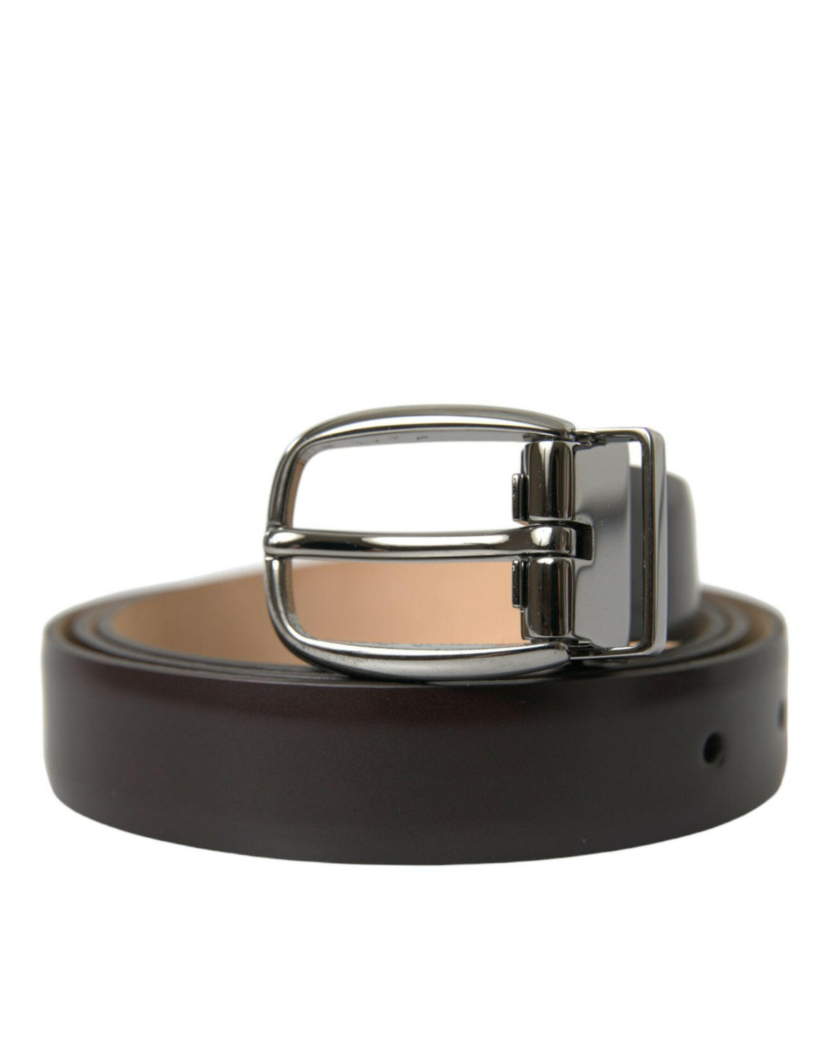 Dolce & Gabbana Dark Brown Leather Silver Metal Buckle Belt -   -  Dolce & Gabbana.