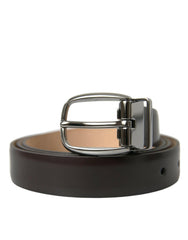Dolce & Gabbana Dark Brown Leather Silver Metal Buckle Belt -   -  Dolce & Gabbana.