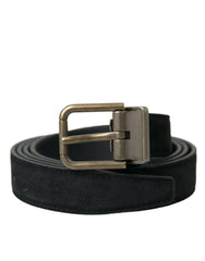 Dolce & Gabbana Black Suede Leather Gold Metal Buckle Belt -   -  Dolce & Gabbana.
