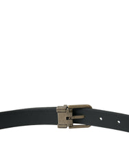 Dolce & Gabbana Black Suede Leather Gold Metal Buckle Belt -   -  Dolce & Gabbana.