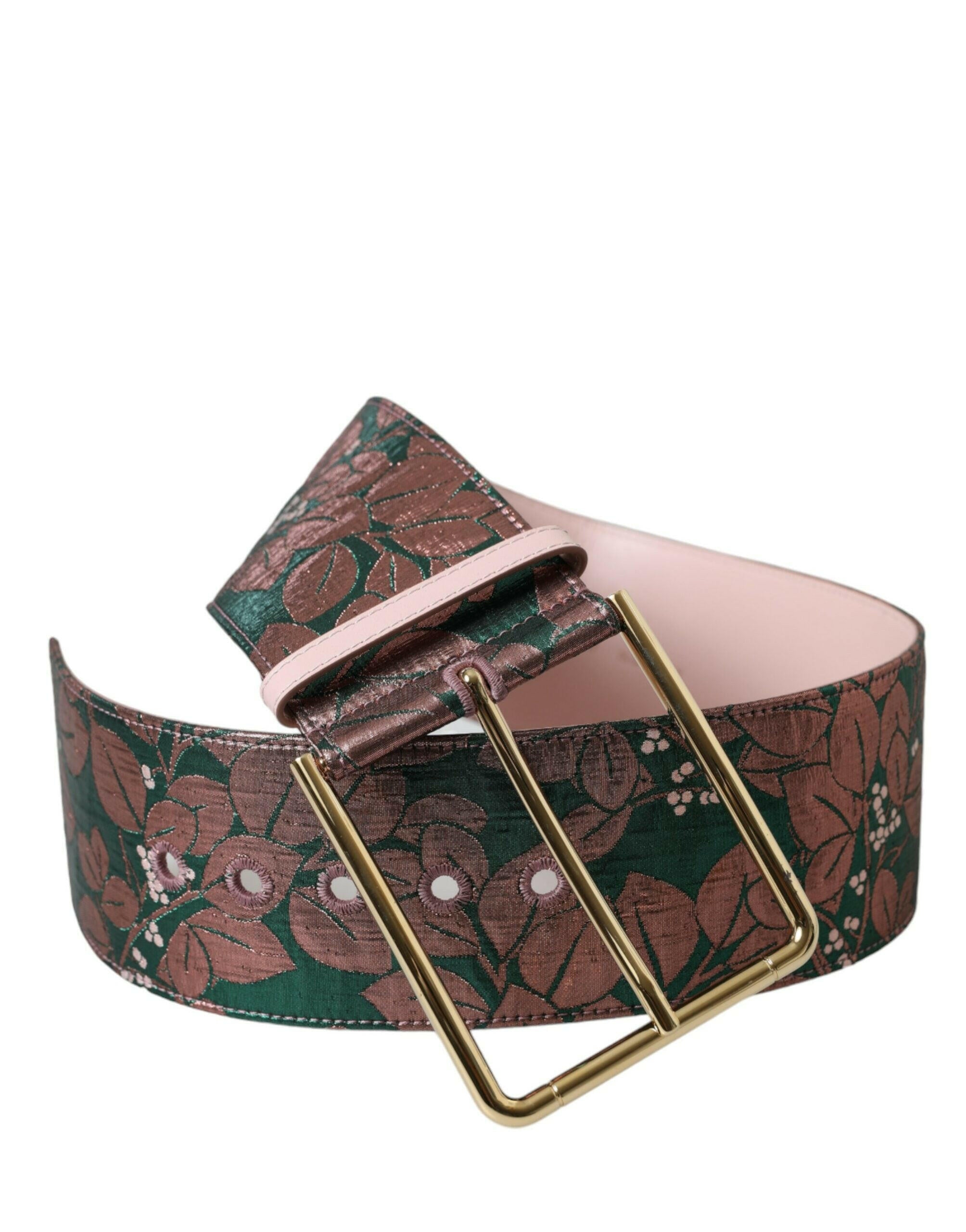 Dolce & Gabbana Multicolor Floral Jacquard Lurex Gold Buckle Belt -   -  Dolce & Gabbana.